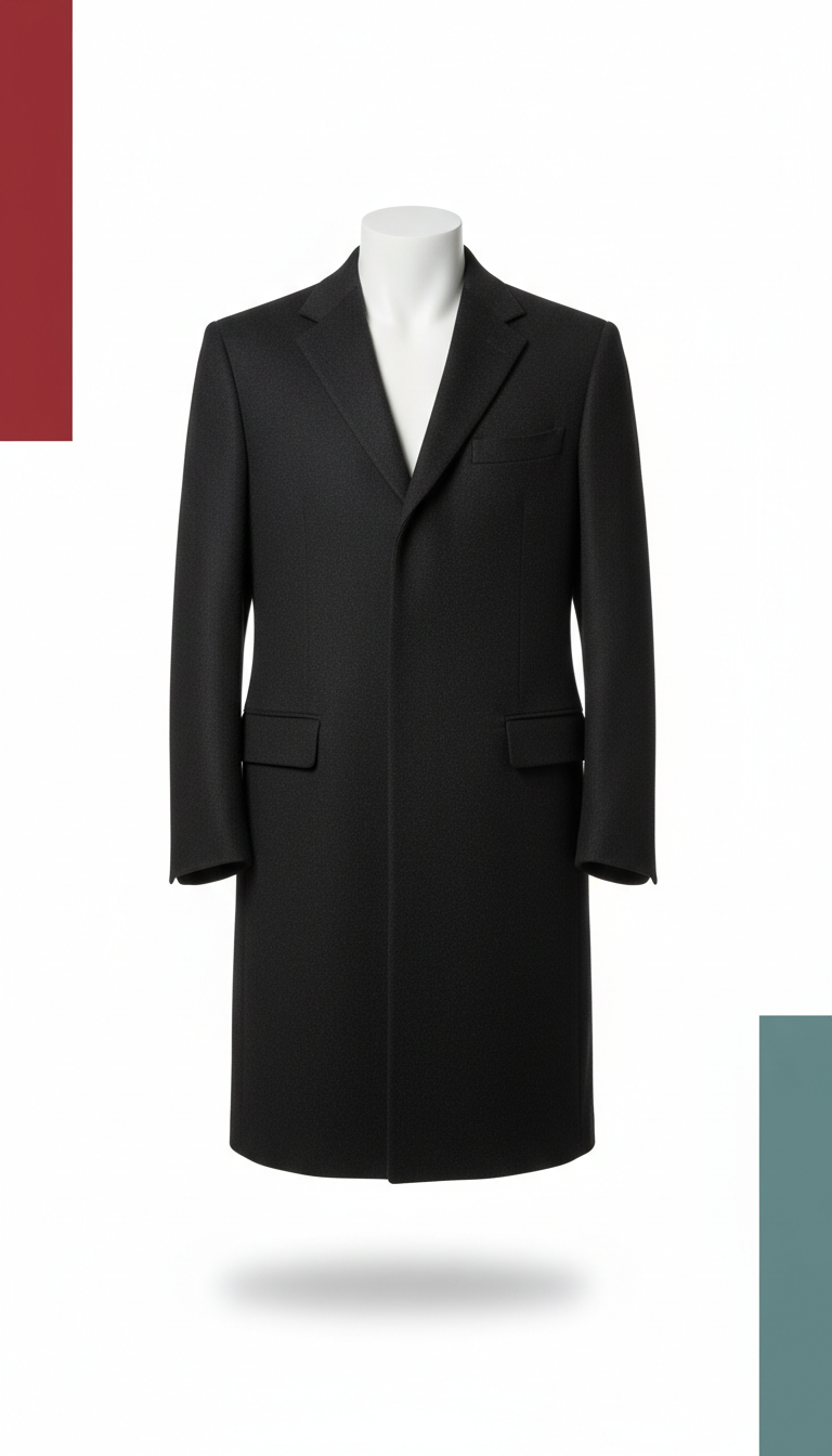 Charcoal Black Tailored Overcoat